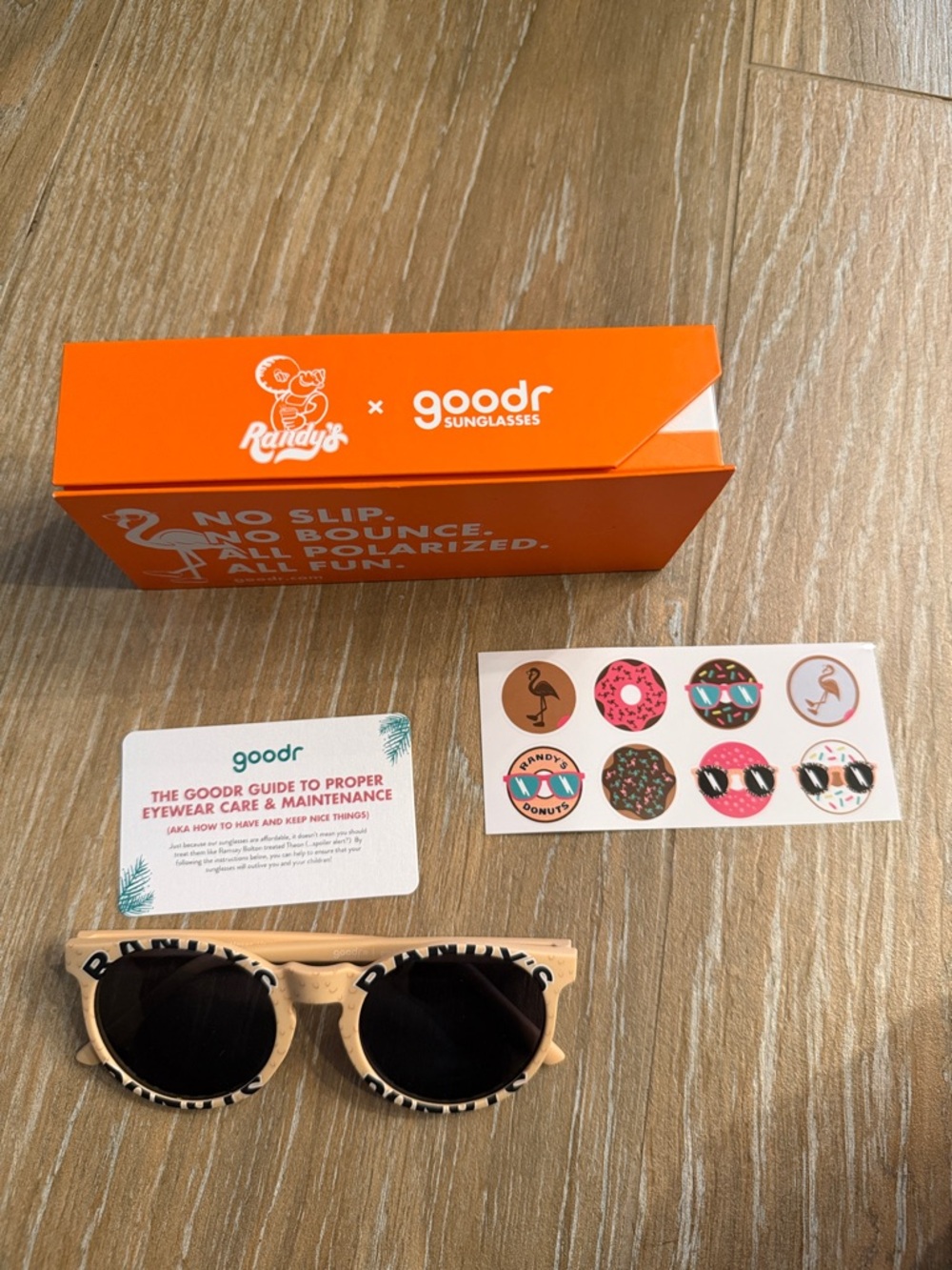 NEW! LIMITED Randys Makes Us Hole Donut Shop Goodr No Slip/Bounce Run Sunglasses
